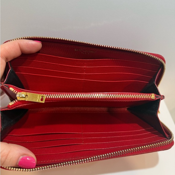 Yves Saint Laurent Red Caviar Leather Wallet - Picture 7 of 12